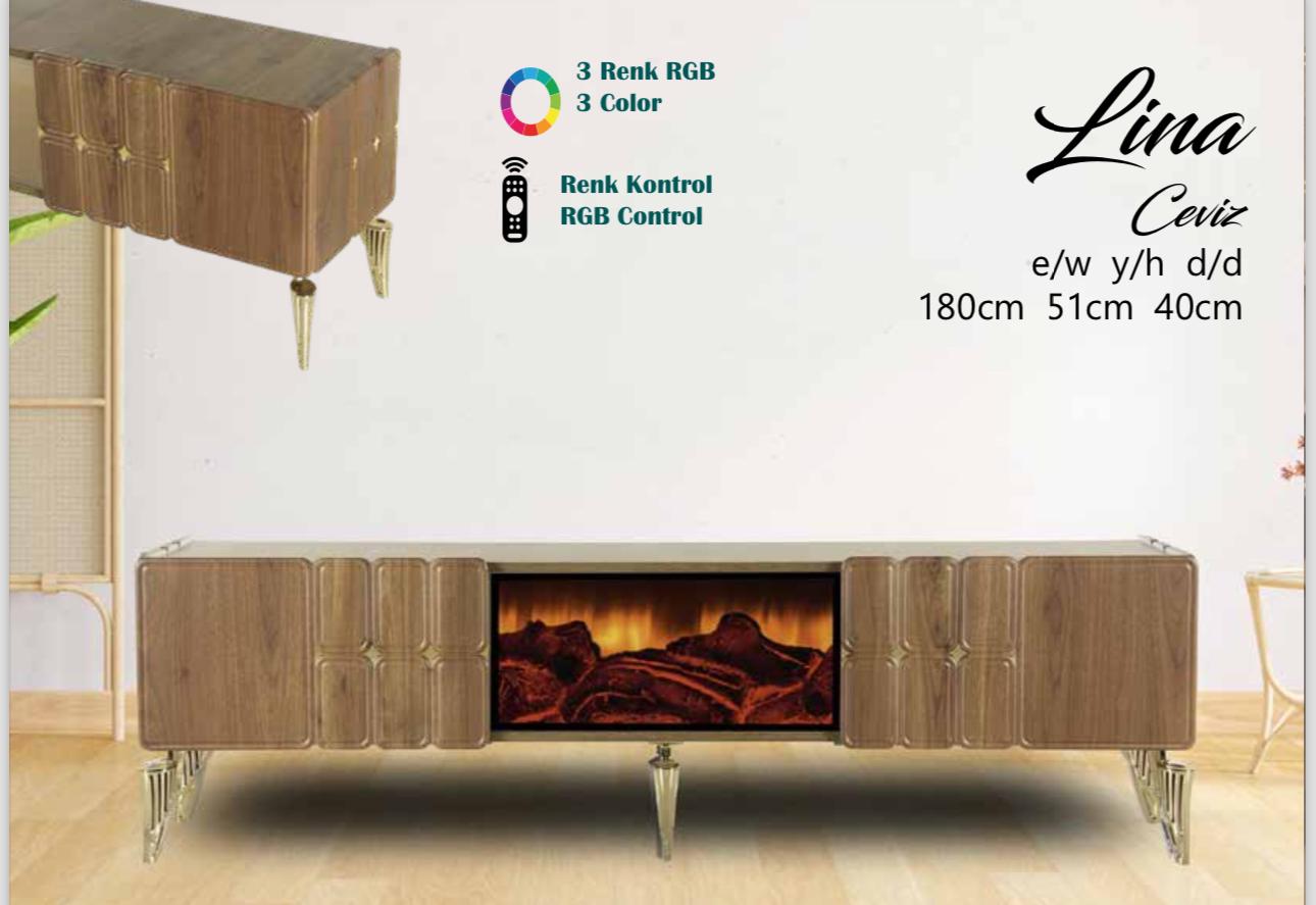  LİNA CEVİZ GOLD TV SEHPASI